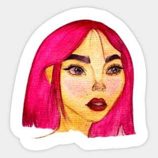 Pinky hair girl Sticker